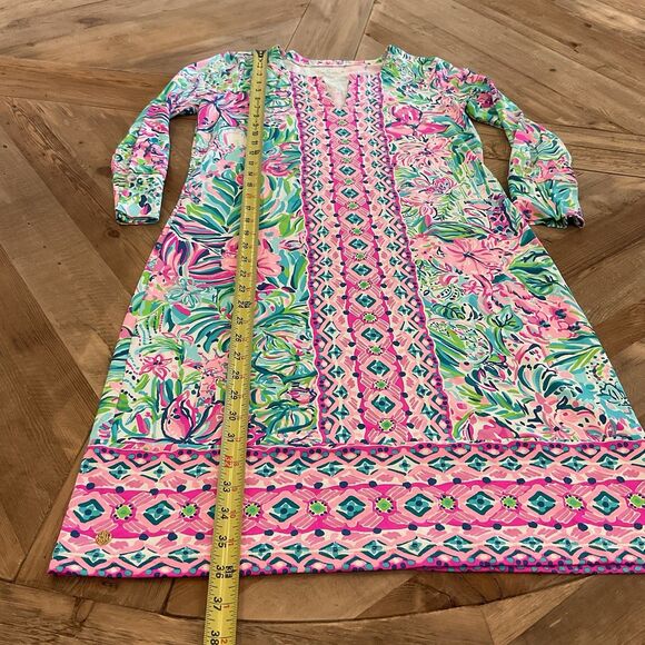 Lilly Pulitzer Nadine UPF 50+ Dress Small Multi Pink Green Print Resort Shift - Picture 9 of 9